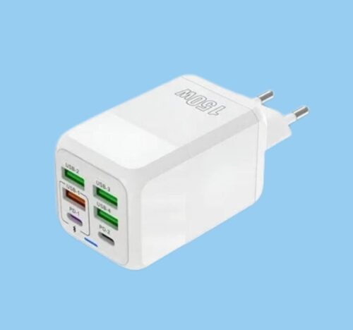 Fuente de Carga USB 150W Multi Puerto con USB-A y USB-C de Carga Rápida