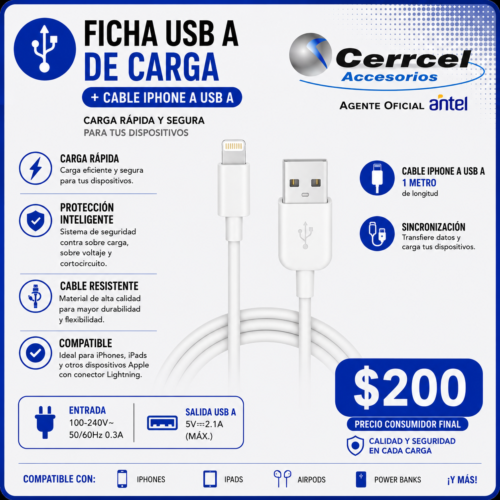 Cable iPhone 3A Siliconado
