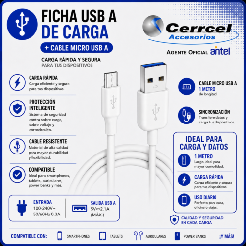 Cable Micro USB 3A Siliconado