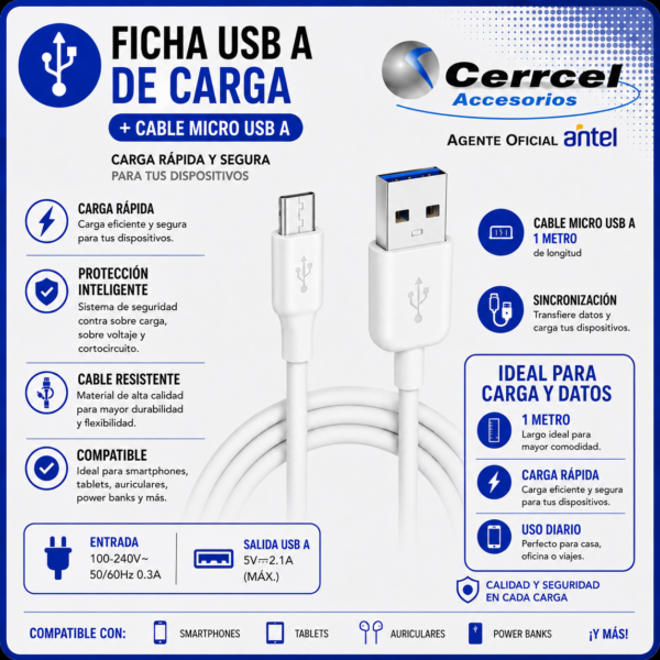 Cable Micro USB 3A Siliconado