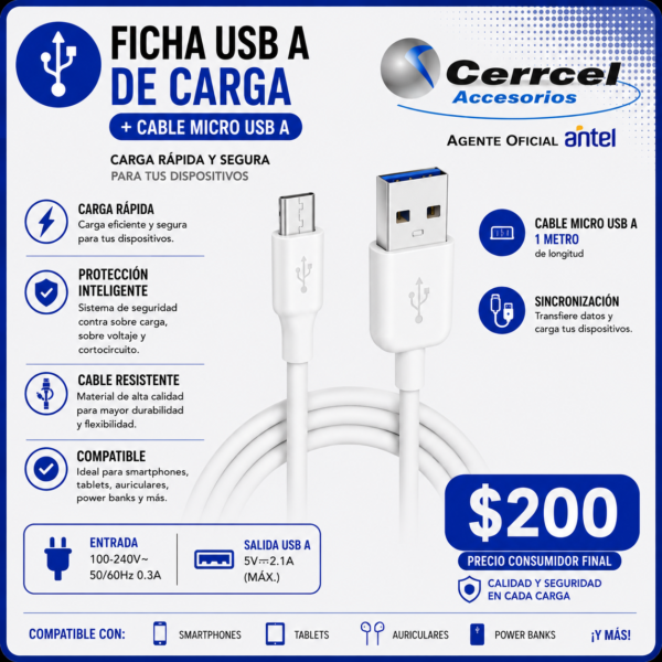Cable Micro USB 3A Siliconado