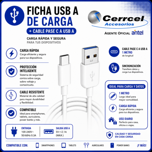 Cable USB-C 3A Siliconado